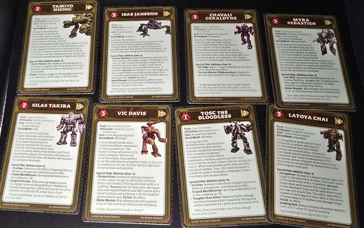 A selection of new Pilot Cards from the Gothic box